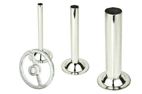 WOLFCUT - Wurstfülltrichter 3er-Set + Führungsscheibe kompatibel mit allen gängigen Fleischwolf Marken Größe 7 INOX