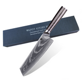 WOLFCUT - Damaskus Kiritsuke Messer mit schwarzem Pakkaholzgriff 20 cm Klinge 67-lagiger Damaszenerstahl mit Geschenkbox