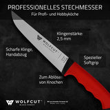 WOLFCUT SoftGrip Serie - Metzgermesser-Set 3-tlg. Zerlegemesser 26cm, Fleischermesser 19cm, Stechmesser 17cm