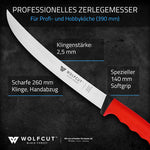 WOLFCUT SoftGrip Serie - Metzgermesser-Set 3-tlg. Zerlegemesser 26cm, Fleischermesser 19cm, Stechmesser 17cm