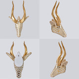 Moderne Antilopenkopf-Wanddekoration in Gold & Weiß – Elegante 3D Wandskulptur