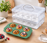 Muffinform für 6 Stk & Muffin-Transportbox – praktisches Back- und Aufbewahrungsset