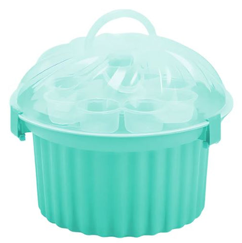 Muffin-Transportbox rund in Mint– Platz für 24 Muffins oder Cupcakes
