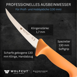 WOLFCUT SoftGrip GOLD-Serie - Metzgermesser-Set-2-tlg-Ausbeinmesser 13 cm steife Klinge