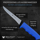WOLFCUT SoftGrip BLUE-Serie - Metzgermesser-Set-2-tlg-Ausbeinmesser 13 cm Klinge