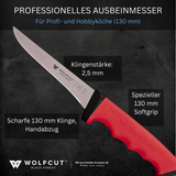 WOLFCUT SoftGrip RED-Serie - Metzgermesser-Set-2-tlg-Ausbeinmesser 13 cm Klinge