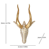Moderne Antilopenkopf-Wanddekoration in Gold & Weiß – Elegante 3D Wandskulptur