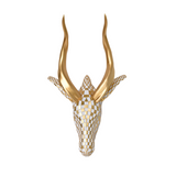 Moderne Antilopenkopf-Wanddekoration in Gold & Weiß – Elegante 3D Wandskulptur