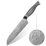WOLFCUT - Damaskus Santokumesser 18,5 cm Klinge 67-lagiger Damaszenerstahl mit Geschenkbox