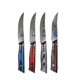 WOLFCUT - Damaskus Steakmesser-Set 4-tlg. 67-lagiger Damaszenerstahl mit Geschenkbox