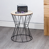 Moderner Beistelltisch Ø33x42 cm rund schwarzes Eisengestell