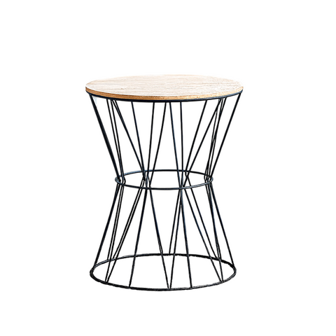 Moderner Beistelltisch Ø33x42 cm rund schwarzes Eisengestell