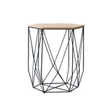 Moderner Beistelltisch 35,5x45,5 cm sechseckig schwarzes Eisengestell