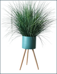 evym Übertöpfe im 2er-Set mit Holzfüßen – Skandi-Blumentopf in Weiß, Grün & Grau