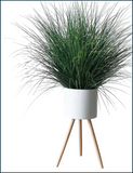 evym Übertöpfe im 2er-Set mit Holzfüßen – Skandi-Blumentopf in Weiß, Grün & Grau