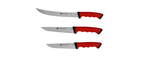 WOLFCUT SoftGrip Serie - Metzgermesser-Set 3-tlg. Zerlegemesser 26cm, Fleischermesser 19cm, Stechmesser 17cm