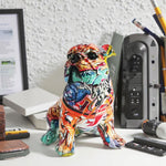 Bunte Graffiti Skulptur Bulldogge