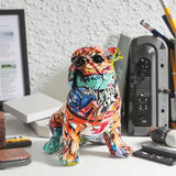 Bunte Graffiti Skulptur Bulldogge