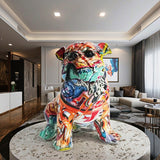 Bunte Graffiti Skulptur Bulldogge
