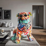 Bunte Graffiti Skulptur Bulldogge