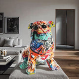 Bunte Graffiti Skulptur Bulldogge
