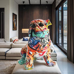 Bunte Graffiti Skulptur Bulldogge