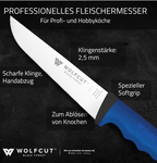 WOLFCUT SoftGrip BLUE-Serie - Fleischermesser 19 cm Klinge