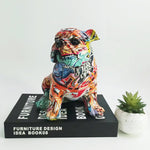 Bunte Graffiti Skulptur Bulldogge