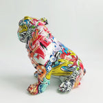Bunte Graffiti Skulptur Bulldogge