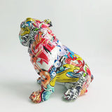 Bunte Graffiti Skulptur Bulldogge
