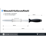 WOLFCUT - Wetzstahl oval - Nutzungslänge 30 cm mit Hartverchromung