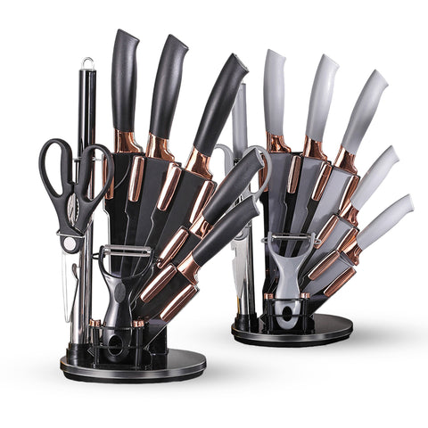 9-tlg. Premium Küchenmesser-Set – Schwarz oder Grau