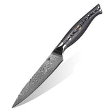 WOLFCUT - Damaskus Allzweckmesser 12,5 cm Klinge 67-lagiger Damaszenerstahl mit Geschenkbox