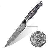 WOLFCUT - Damaskus Allzweckmesser 12,5 cm Klinge 67-lagiger Damaszenerstahl mit Geschenkbox