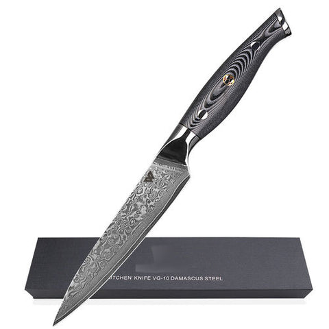 WOLFCUT - Damaskus Allzweckmesser 12,5 cm Klinge 67-lagiger Damaszenerstahl mit Geschenkbox