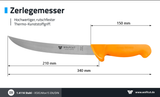 WOLFCUT Gold Serie - Metzgermesser-Set 4-tlg. - Ausbeinmesser Klinge, Ausbeinmesser Gebogene, Zerlegemesser, Wetzstahl oval