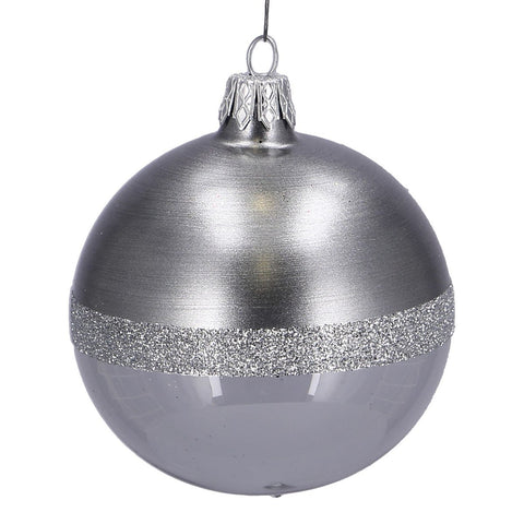 Weihnachtsbaumkugel Line, 12 Tlg. Ø 8cm, Silber