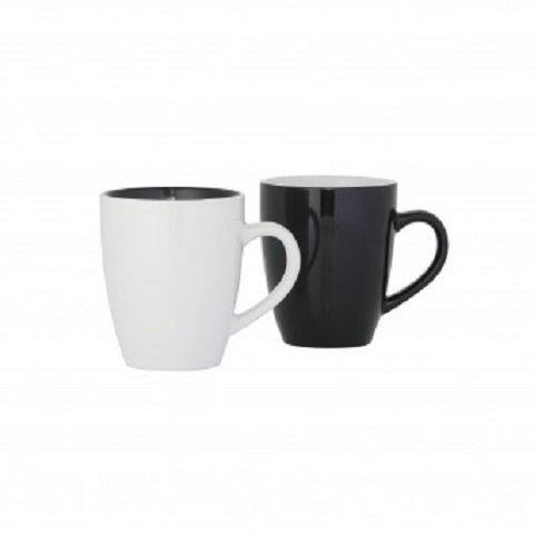 Kaffeebecher Black & White, Steingut 325 ml (2 Stück)