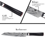 WOLFCUT - Damaskus Kochmesser 20 cm Klinge 73-lagiger japanischer Damaszenerstahl mit Geschenkbox