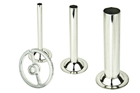WOLFCUT - Wurstfülltrichter 3er-Set + Führungsscheibe kompatibel mit allen gängigen Fleischwolf Marken Größe 32 INOX