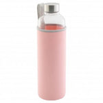 Trinkflasche aus Glas mit Neoprenhülle in Rosa 1 L