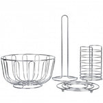 Küchenhelfer-Set, 4-Teilig aus Stahldraht - Obstkorb, Besteckkorb,  Untersetzer & Küchenrollenhalter