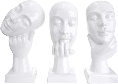 Keramik Skulptur "Nachdenklich" in 3 verschiedenen Designs Weiß