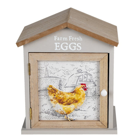 Eierschrank Haus Hühner 19x13x23 cm