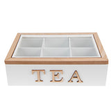 Teebox, Teekiste Rechteckig 23x17x8 cm weiß/braun