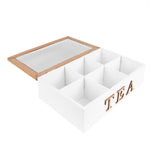 Teebox, Teekiste Rechteckig 23x17x8 cm weiß/braun