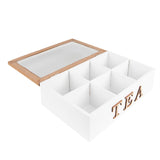 Teebox, Teekiste Rechteckig 23x17x8 cm weiß/braun