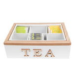 Teebox, Teekiste Rechteckig 23x17x8 cm weiß/braun