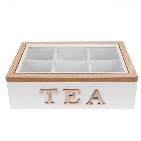 Teebox, Teekiste Rechteckig 23x17x8 cm weiß/braun