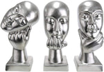 Keramik Skulptur "Nachdenklich" in 3 verschiedenen Designs Silberfarben